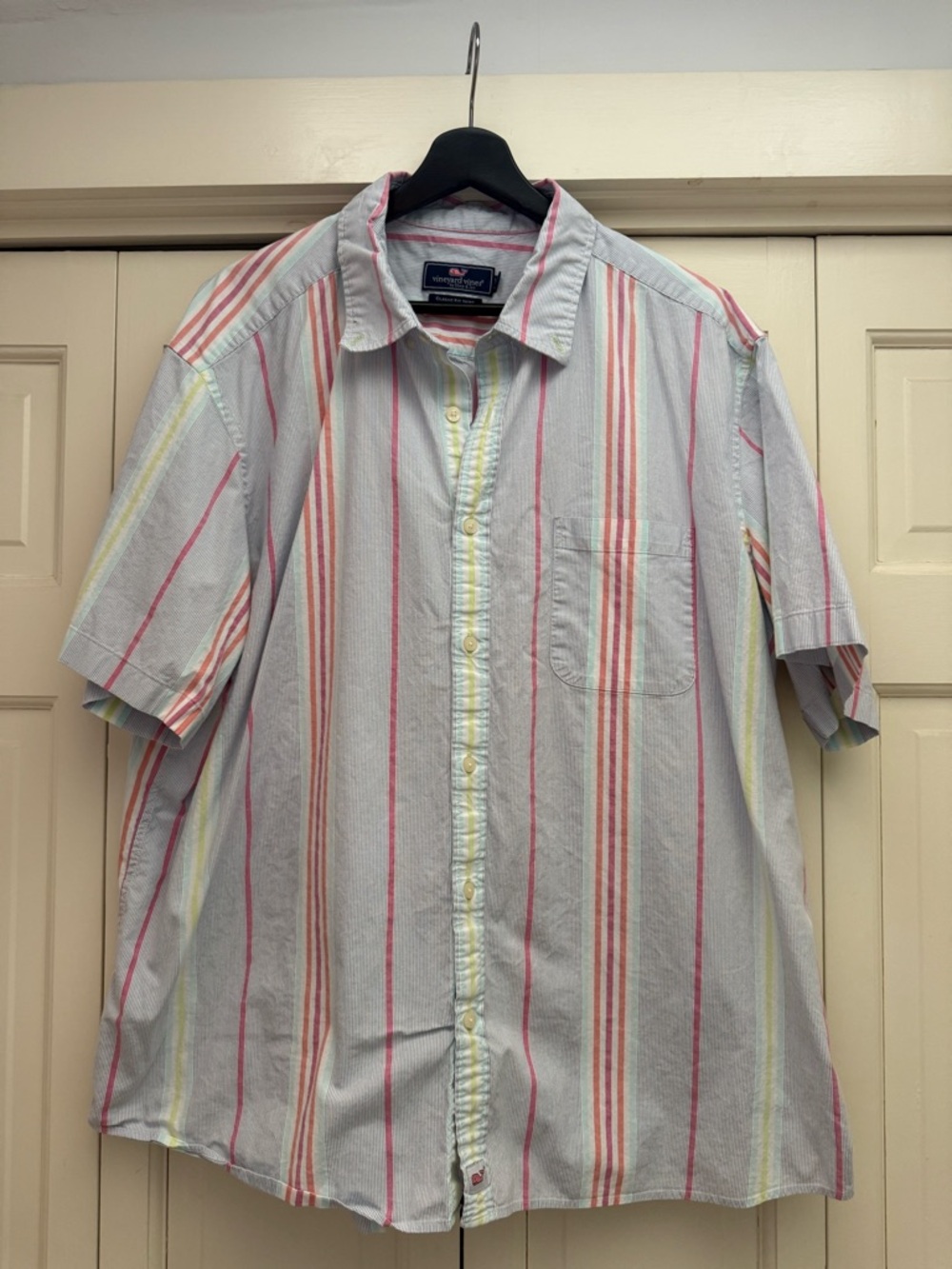 Vineyard Vines Pastel Multi-Striped Short Sleeve Button-Down Shirt